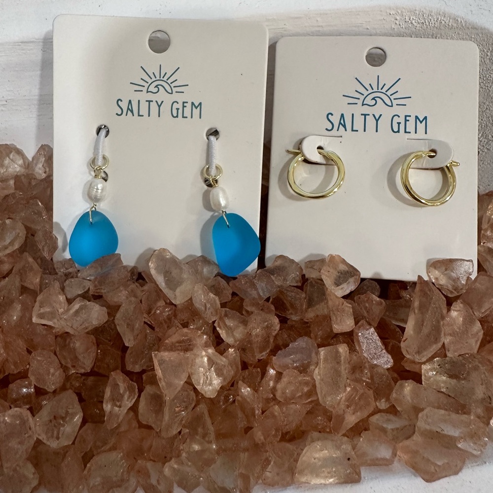 Gold and Blue Earrings Set